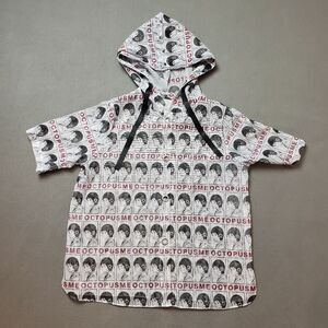 Octopus me anime weird mesh short sleeve hooded shirt.
